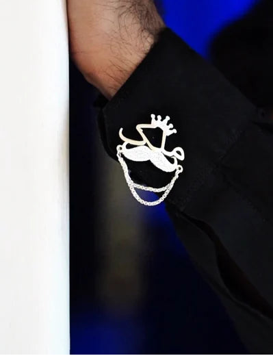 Customise Name Cufflink with Chain & Crown