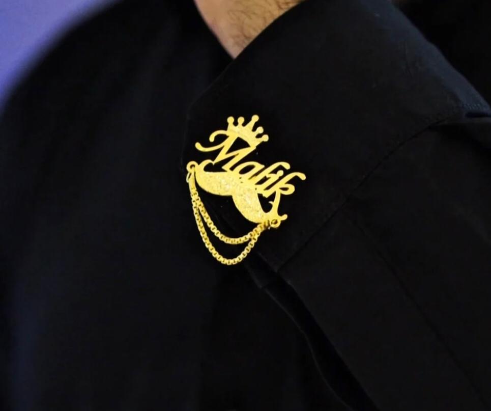 Customise Name Cufflink with Chain & Crown